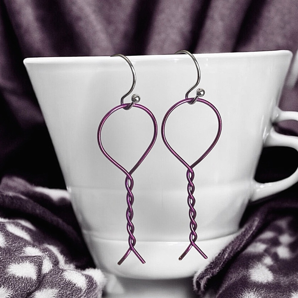 5 For $25💫Purple Hoop Swirl Wire Dangles
